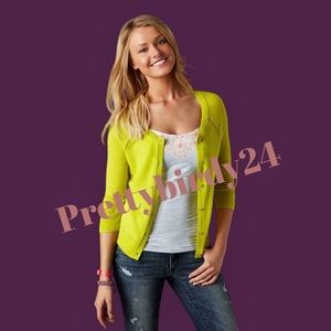 Y2K AEO Yellow Jewel Button Cardigan